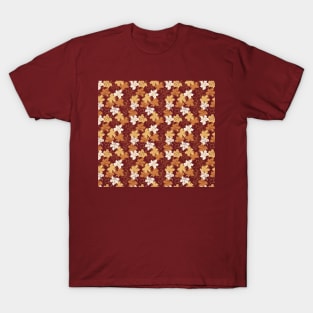 Golden Brown Autumn Quotes and Pattern Black Ver T-Shirt